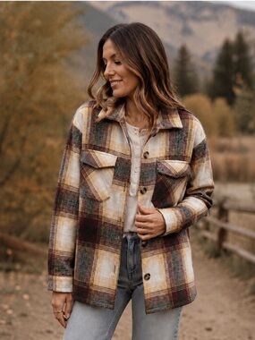 Plaid Flannel Shirt Jacket Size S